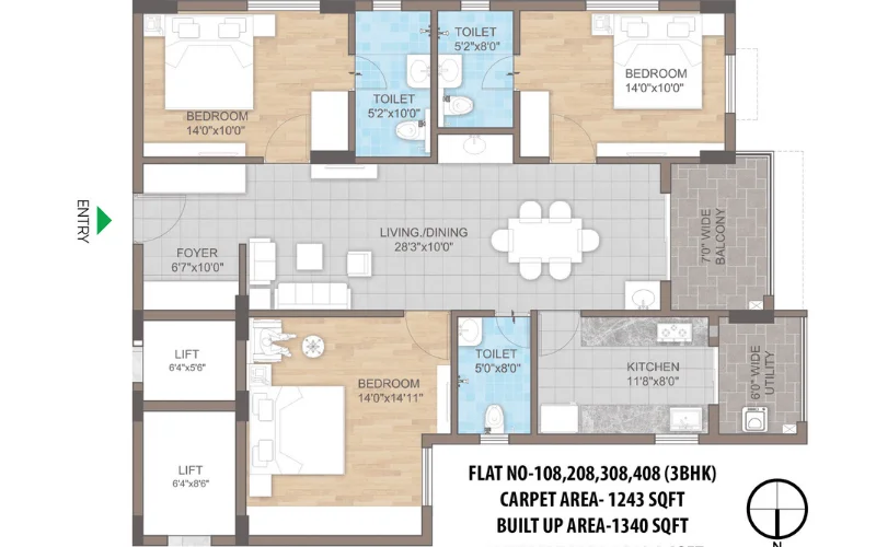 3 Bhk Floor Plan